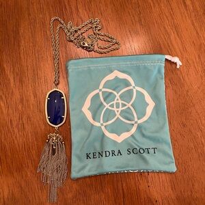 Kendra Scott Rayne long Necklace with tassel in cobalt blue and gold